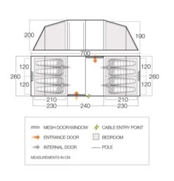 Vango Castlewood 800XL Tent Package -Outdoor Awnings Shop floorplan castlewood 800xl